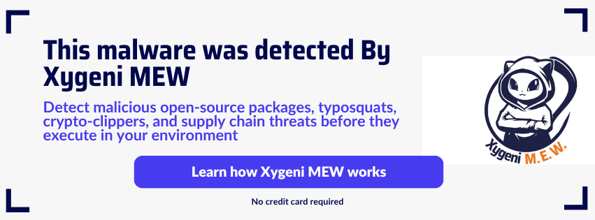 Xygeni MEW Malware Detection