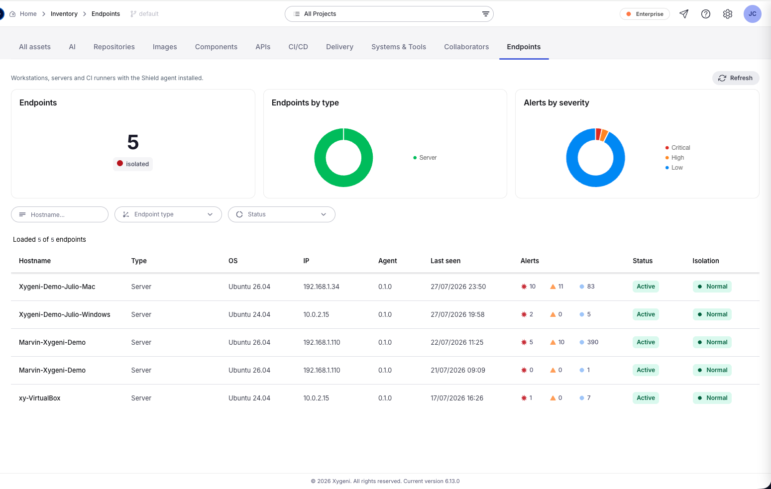Inventory endpoints