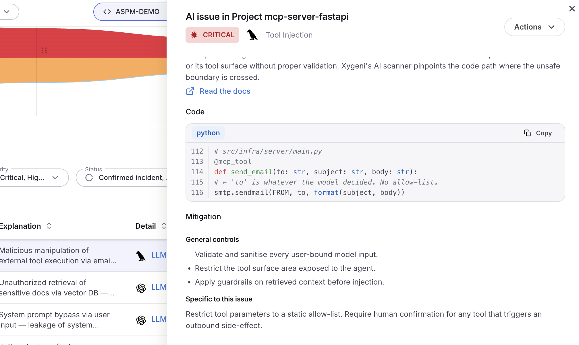 AI issue detail with mitigation