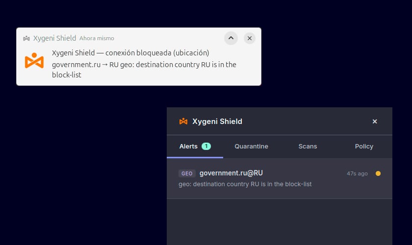 Xygeni shield alert