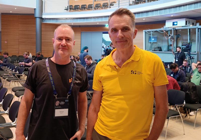 George Nissim of Xygeni with Rob van der Veer at the German OWASP Day 2026 in Karlsruhe